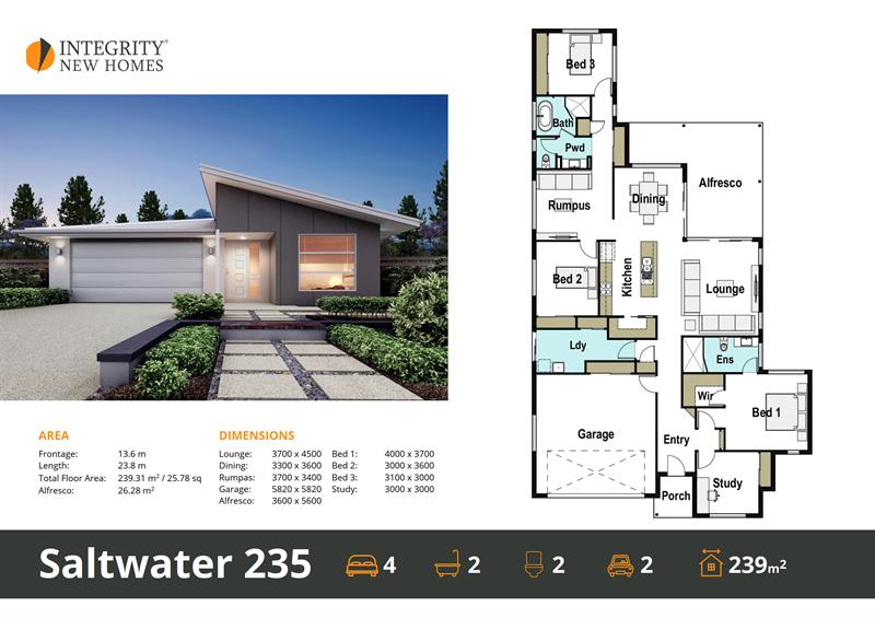 STYLISH FAMILY HOME 4BED, 2 BATH, 2 GARAGE Integrity New Homes House And Land