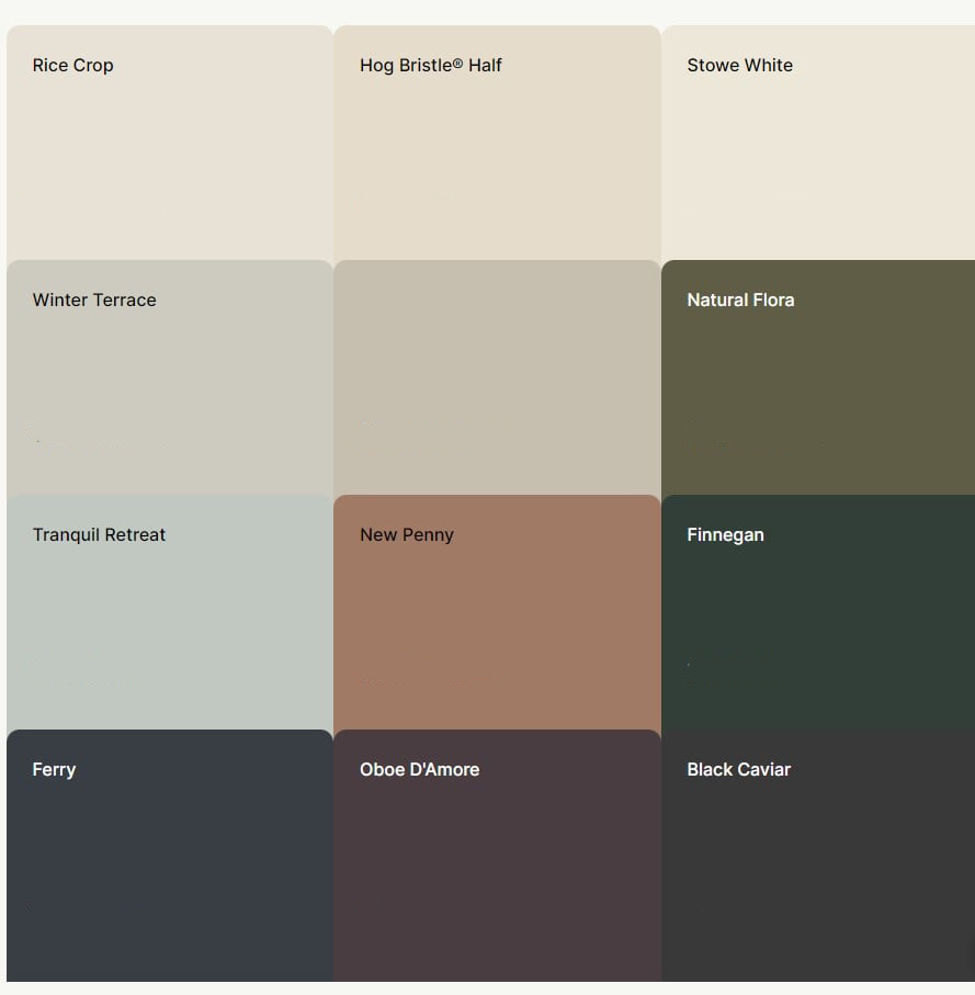 colour selections from Dulux