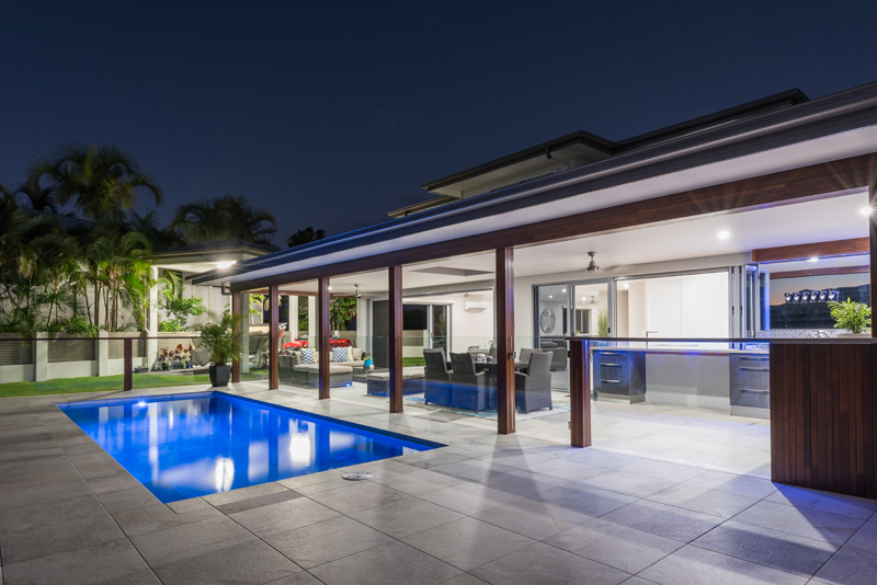 Home Design External. Pool. Dusk.