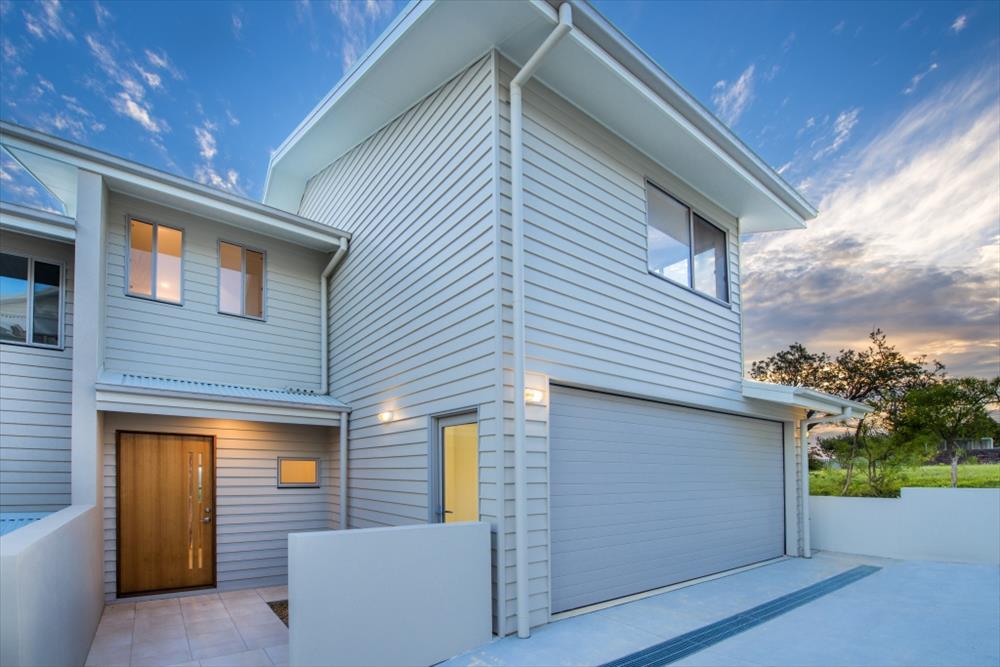 Home Design External. Front View. Unit 1 with garage of Unit 2 in distance