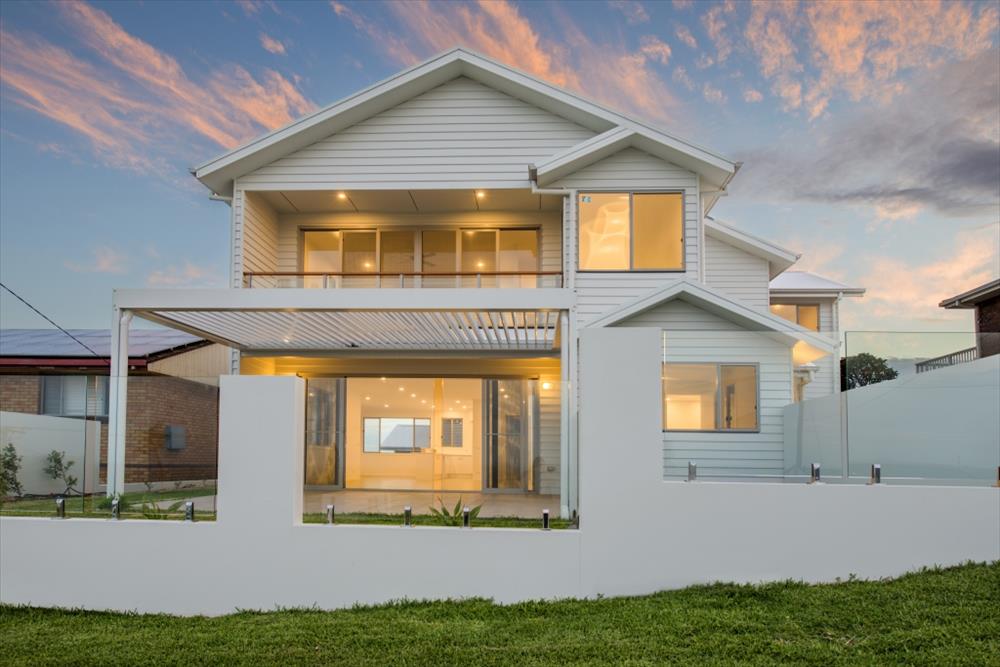 Home Design External. Front View. Unit 1 with garage of Unit 2 in distance