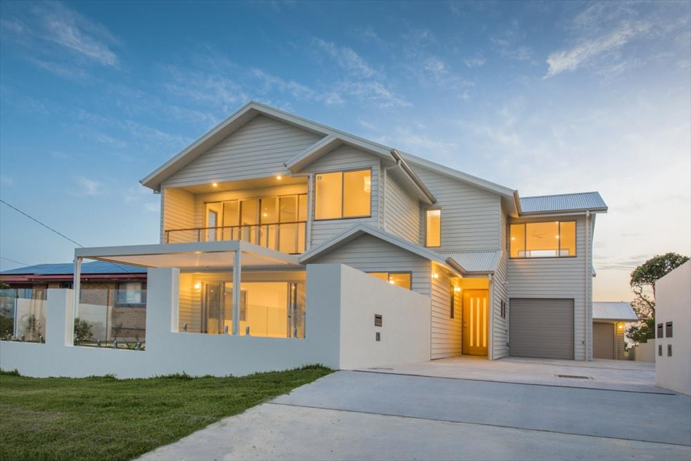 Home Design External. Front View. Unit 1 with garage of Unit 2 in distance.