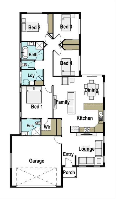 A cozy 4 bed 2 bath affordable home floor plan - Lot 6, Barleyfields Road, Uralla, 2358
