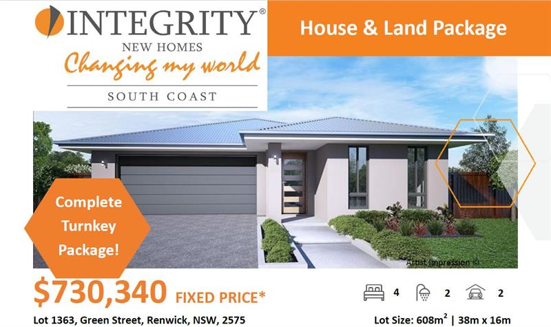 H&L Package - Lot 1363 Green Street, Renwick, NSW, 2575 Integrity New Homes House And Land
