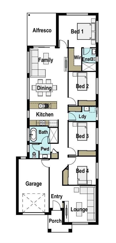 Bowden 185 Economical narrow site floor plan - Lot 219, Clubrush Grove, Officer, 3809