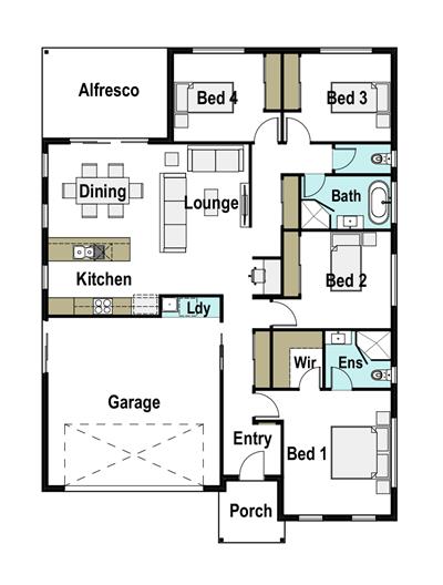 Economical 4 bedroom home in beautiful Seacrest Estate (Avalon 190 F1). floor plan - Lot 403, Somervale Road, SANDY BEACH, 2456