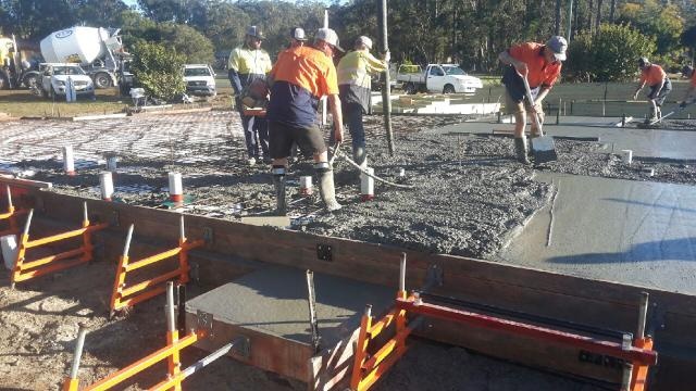The guys hard at work on next slab.