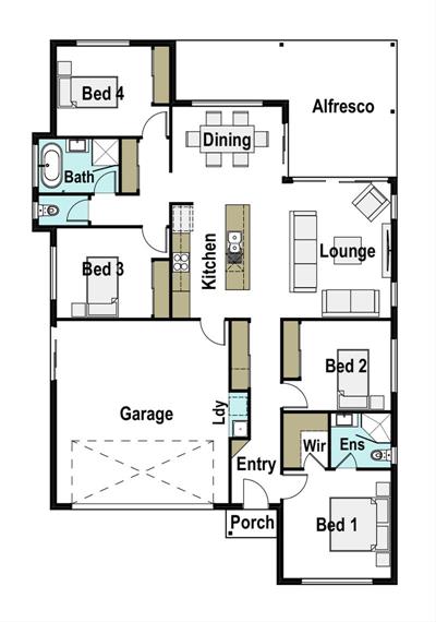 Comfortable and Expansive Living floor plan - Lot 66, 8 Explorers Way "Northern Lights Estate", WESTDALE, 2340