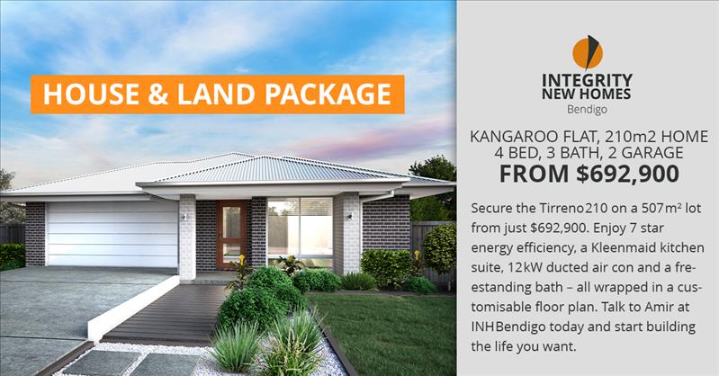 House and Land Package, 4 bed, 3 bath in Kangaroo Flat from $692,900